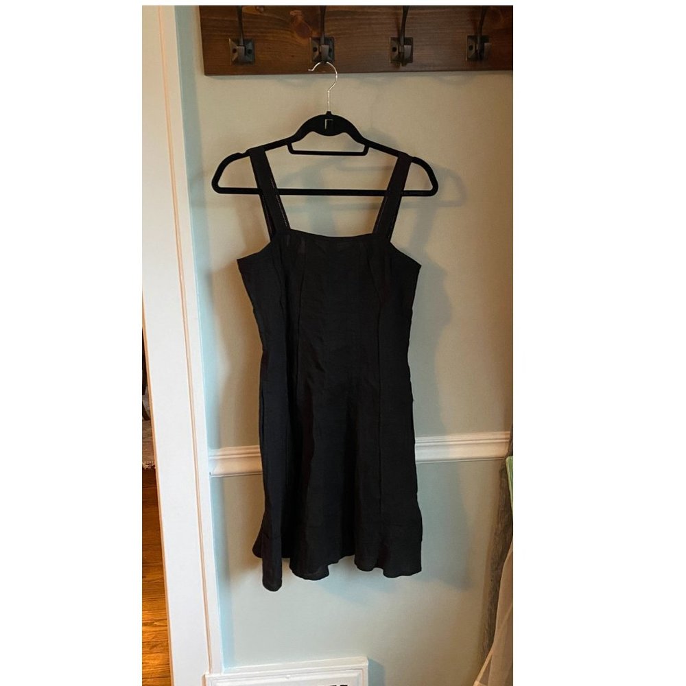 DKNY Black Linen Fit & Flare Dress